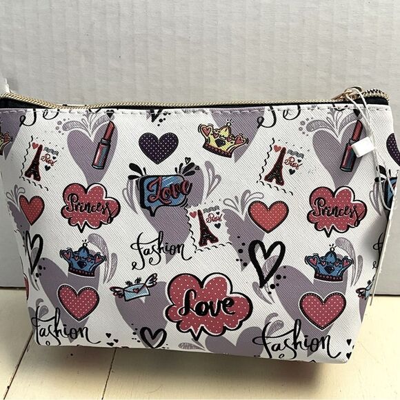 Blush Crush Cosmetic Bag Princess Paris Crown Hearts NWT - Picture 7 of 7